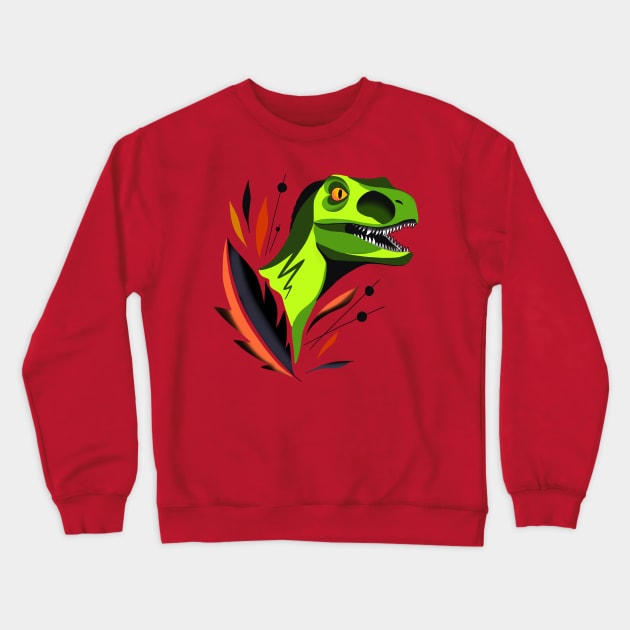 Colorblock velociraptor Crewneck Sweatshirt by Jurassic Ink